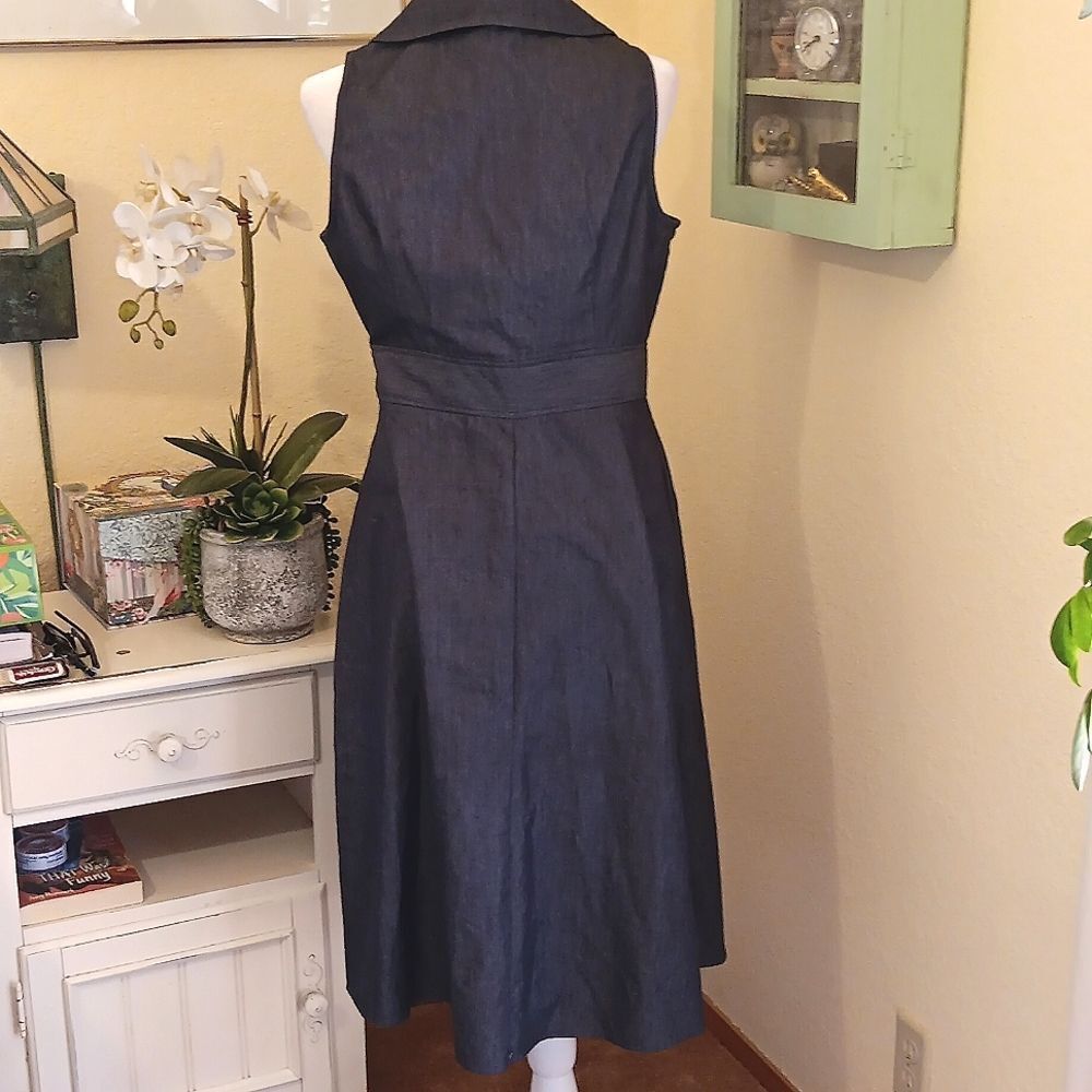 London Times Denim Blue Wrap Dress Coastal Cowgirl - Picture 6 of 10